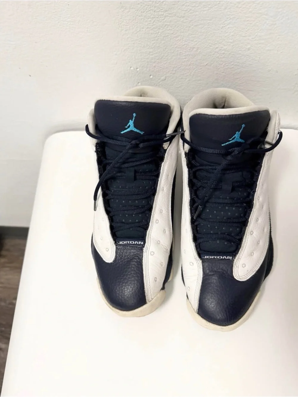 Jordan High-Top Sneakers - White & Navy Men’s Size 9.5